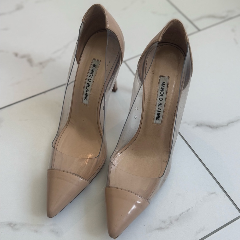 Manolo Blahnik Beige Transparent Heels